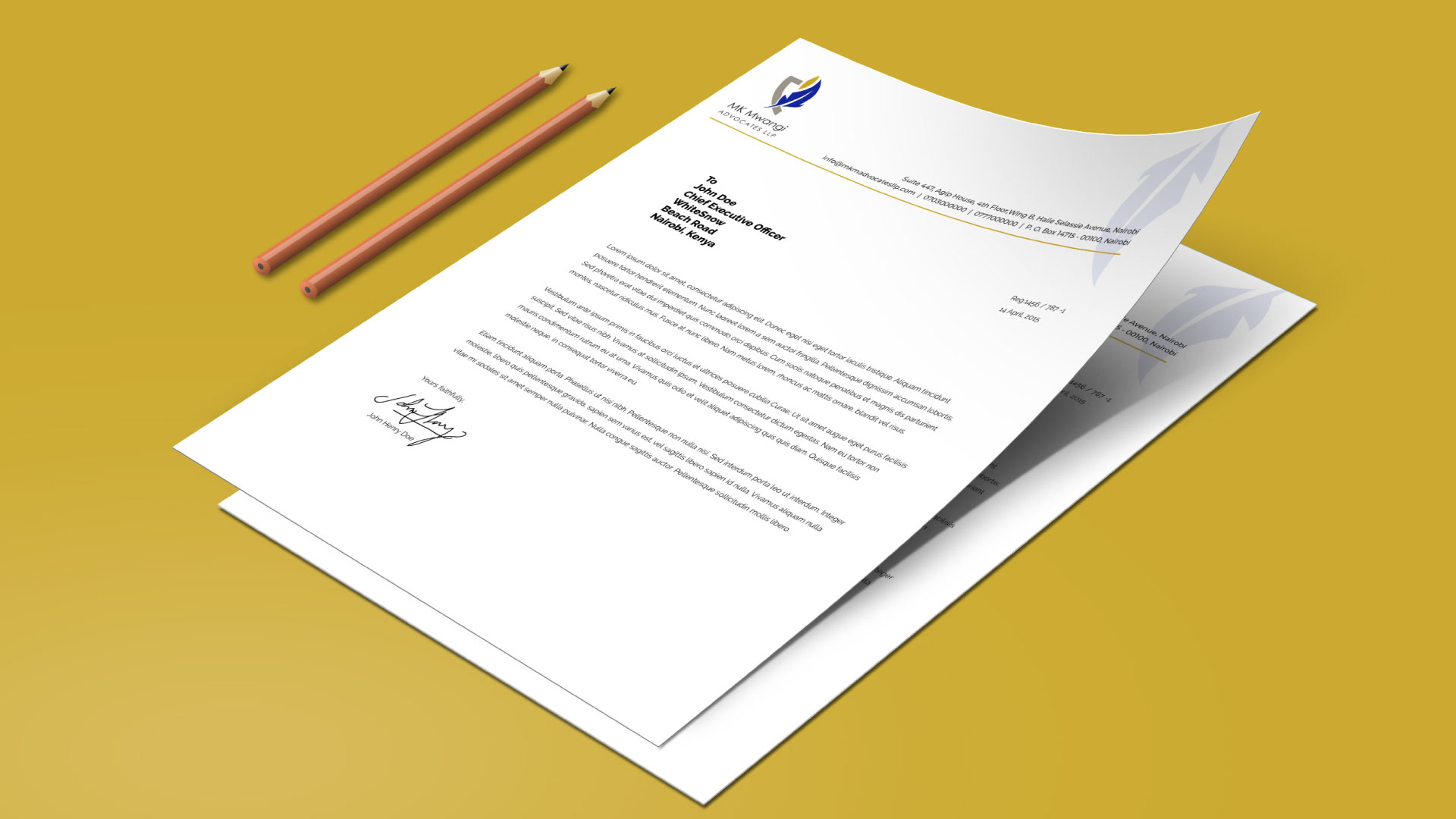 Marketing Collateral, Letterheads for a Law Firm in Kenya